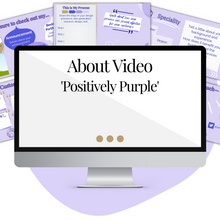 Load image into Gallery viewer, &#39;About&#39; Video Templates in &#39;Positively Purple&#39; for Product Owners, Authors, Course Creators, Bloggers

