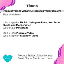 Load image into Gallery viewer, Product Trailer Video &#39;Fitness&#39; Templates for Your Reels/Social Media/Video Shorts
