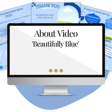 Load image into Gallery viewer, Playful Beautifully Blue About Video Templates  for Product Owners, Authors, Coaches, Course Creators, &amp; Bloggers. 
