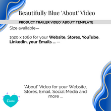 Load image into Gallery viewer, Standard Size Blue About Video Templates for Product Owners, Authors, Coaches, Course Creators, &amp; Bloggers. 
