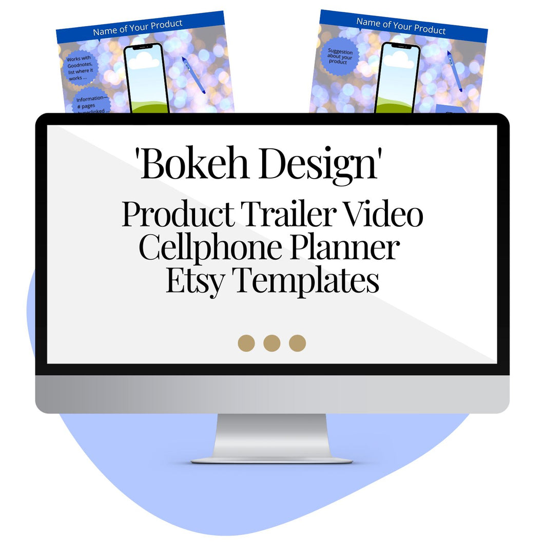 Product Trailer Video 'Bokeh Design'  Cellphone Planner Templates for Your Etsy Listings