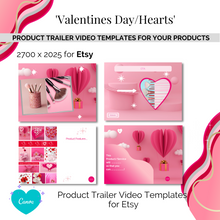 Load image into Gallery viewer, Product Trailer Video &#39;Valentine&#39;s Day/Hearts&#39;  Templates for Your Etsy Listings
