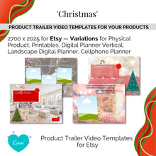 Load image into Gallery viewer, Product Trailer Video &#39;Christmas&#39;  Templates for Your Etsy Listings
