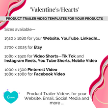Load image into Gallery viewer, Product Trailer Video &#39;Valentine&#39;s Day/Hearts&#39; Template BUNDLE
