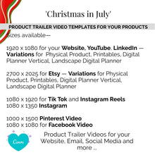 Load image into Gallery viewer, Product Trailer Video &#39;Christmas in July&#39; Template BUNDLE
