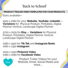Load image into Gallery viewer, Product Trailer Video &#39;Back to School&#39; Template BUNDLE
