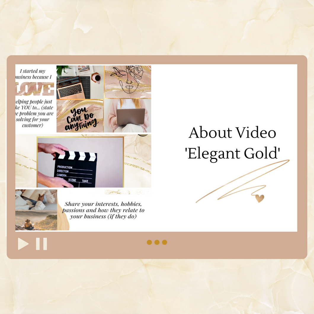 'About' Video Templates in 'Gold' for Product Owners, Authors, Course Creators, Bloggers