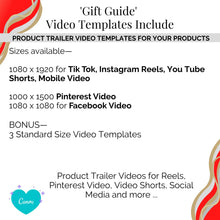 Load image into Gallery viewer, Product Trailer Video &#39;Gift Guide&#39; Templates for Your Reels/Pinterest Video Pins/Video Shorts/Social Media
