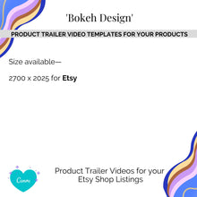 Load image into Gallery viewer, Product Trailer Video &#39;Bokeh Design&#39;  Cellphone Planner Templates for Your Etsy Listings
